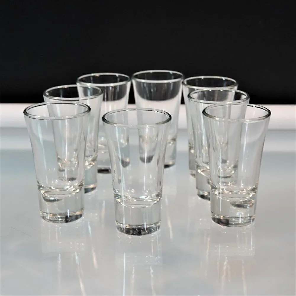 Tequila Shooter 8 Shot Glasses Clear Glass Thick